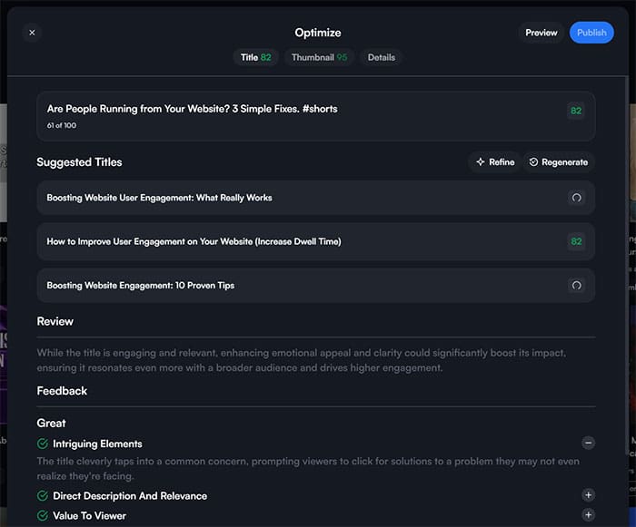 YouTube SEO VidIQ YouTube SEO optimization screenshot