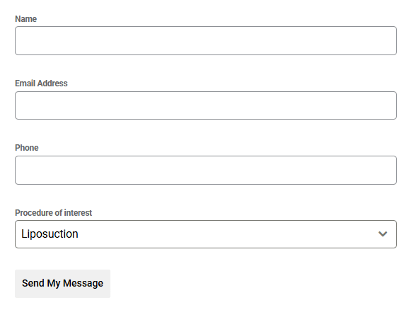 An example of a high-converting plastic surgery contact form